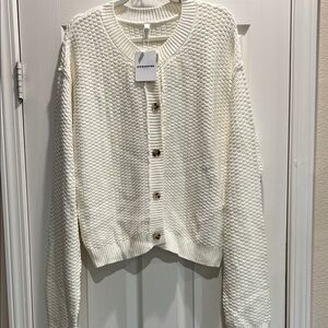 Elegant Cream Textured Cardigan